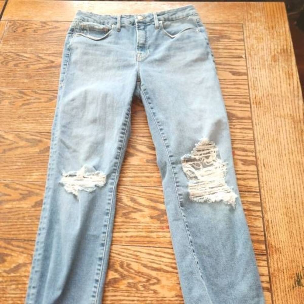 Good American distressed crop jeans sz 10/30